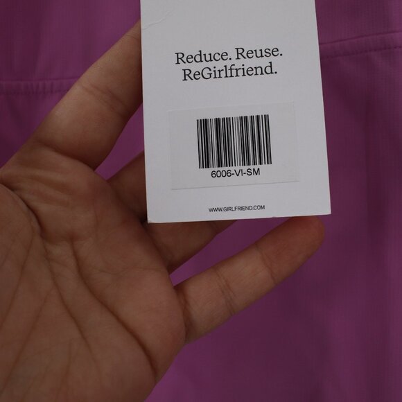 Girlfriend collective windbreaker jacket women's small zip up crop pink hooded - Picture 6 of 15